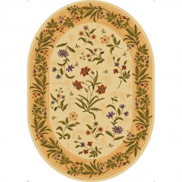  Summer Flowers Multicolor Floral Oval  Beige