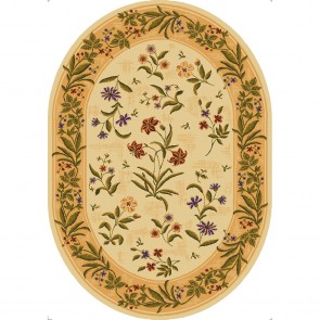  Summer Flowers Multicolor Floral Oval  Beige